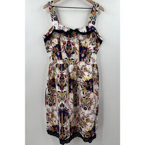 Yumi Colorful Summertime Mexican Knee Length Tank Floral Dress Size 12